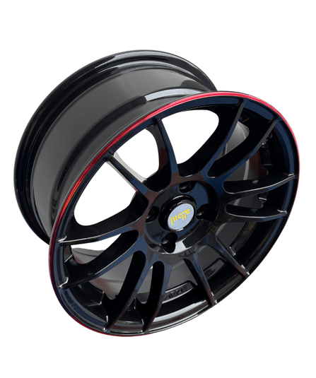 Llanta R123 Gloss Black with Red Line 15X7 | Aro 15 – 4X100 – ET38 - Imagen 3