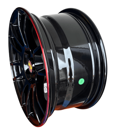 Llanta R123 Gloss Black with Red Line 15X7 | Aro 15 – 4X100 – ET38 - Imagen 2